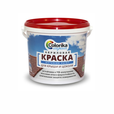 Краска "Colorika Aqua" для крыши и цоколя красно-коричневая 7 кг