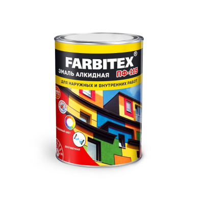 Эмаль ПФ-115 алкидная Красный (0,8 кг) FARBITEX