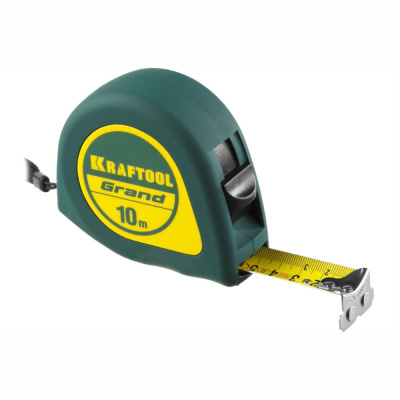 Рулетка KRAFTOOL GRAND 10м/25мм с ударостойким корпусом (ABS) и противоскользящим покрытием 
