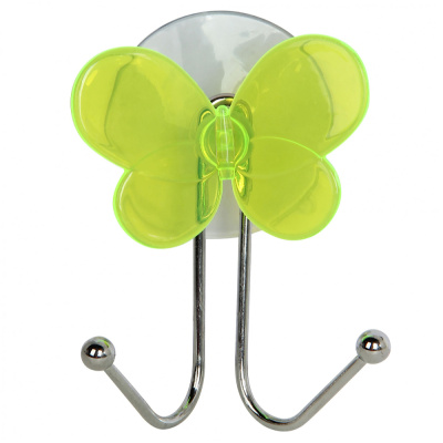 Крючок д/ванной двойной Бабочка, металл, крепление присоска Рыжий Кот W2065-1 311462