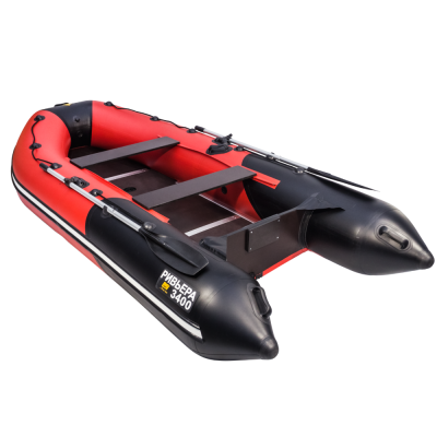 Лодка Ривьера Компакт 3400 СК комби красный/черный