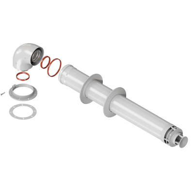 Комплект дымохода 60/100мм (коакс) для Ariston Protherm Mizudo (хомут + фланец)