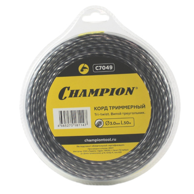 Корд трим.CHAMPION  Tri-twist 3.0мм*50м (витой треугольник), CHAMPION, КИТАЙ, C7049