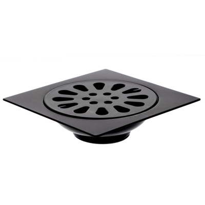 Трап 100х100 мм, вертикальный, с защит. от запахов, внеш/внутр d=40/37 мм, нержав. сталь, черный