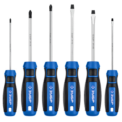 Набор: Отвертки профессиональные, Cr-Mo сталь, магнитный наконечник, в коробке, SL3,5,6/PH0,1,2, ЗУБ