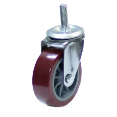 Колесо мебел. поворотное болт.крепление (М10)  75мм (красный пластик)