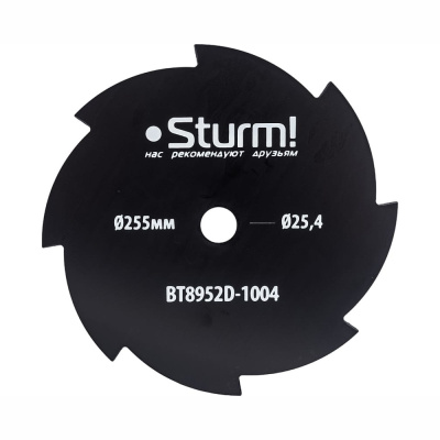 Нож стальной для бензотрим.,8 зубов, 255 мм x 25,4x8, Sturm! BT8952D-1004 