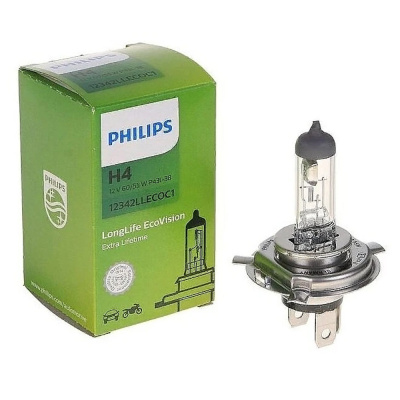 Лампа авт. 12V (увелич.срок службы) H4 60/55W P43t (1 шт., картон) LongLife Philips