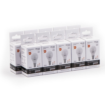 Лампа светодиодная LED 10вт 230в,Е1 4,теплый, шар Gauss Elementary