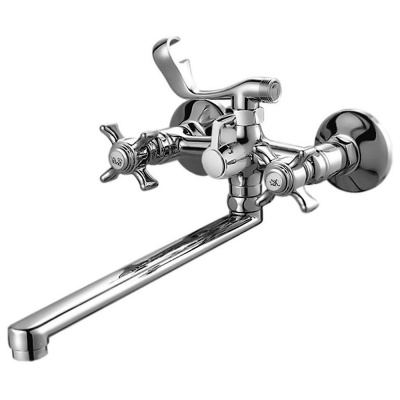 Смеситель для ванн F2124 длинный поворотный излив, двухвентильный хром FRAP