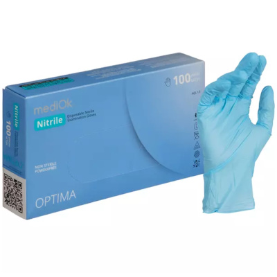 Перчатки нитрил., NITRILE OPTIMA, голубые, 3 гр. (XL), 50 пар/уп