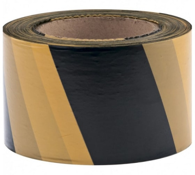 Лента сигнальная, 75ммх200м черно-желтый//СИБРТЕХ