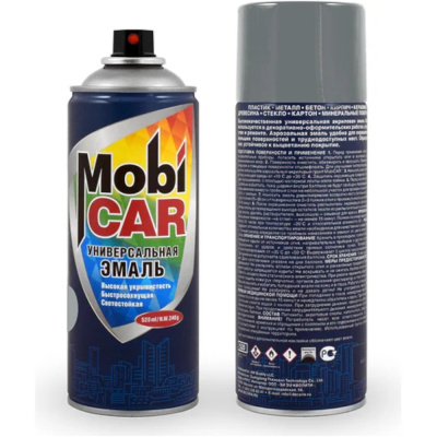 Эмаль аэрозольная универсальная MobiCAR, 520 мл, RAL 7004, сигнальный серый глянцевый