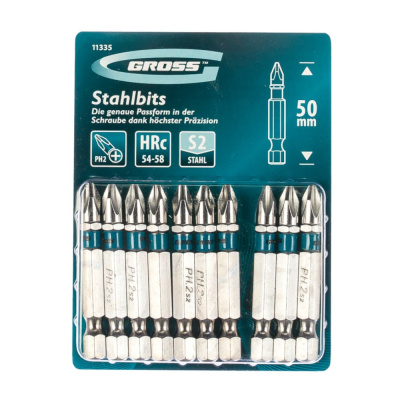 Набор бит PH2х50, сталь S2, 10 шт.// Gross