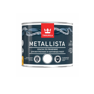 КРАСКА ПО РЖАВЧИНЕ  3 в 1 "METALLISTA"  КОРИЧНЕВАЯ  0,4 Л (1/24) "ТИККУРИЛА"