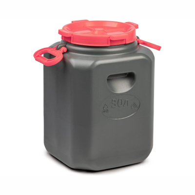 КАНИСТРА-БОЧКА ПЛАСТ. "ЭКОНОМ" 30 Л С КРЫШКОЙ И РУЧКАМИ, ГОРЛОВИНА 215 ММ (1/4) "АЛЬТЕРНАТИВА" М8330