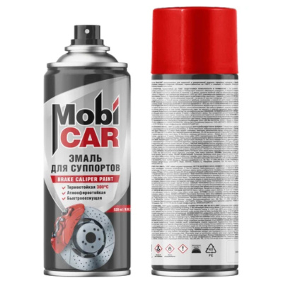 Эмаль для суппортов термостойкая +300°С MobiCAR, 520 мл, красный