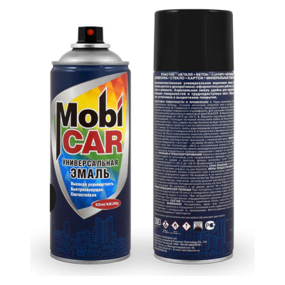 Эмаль аэрозольная универсальная MobiCAR, 520 мл, RAL 9005, черный глянцевый