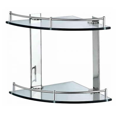 Полка д/ванной угловая 2-х ярусная 25*25см, стекло/нерж сталь Рыжий Кот CG-05 310742