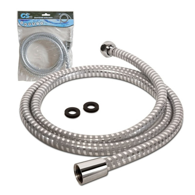 Шланг Хром/Серый 200 см.для душа виниловый 1/2"х1/2" имп./кон. (свободное вращение) в пак GS GLА-11 