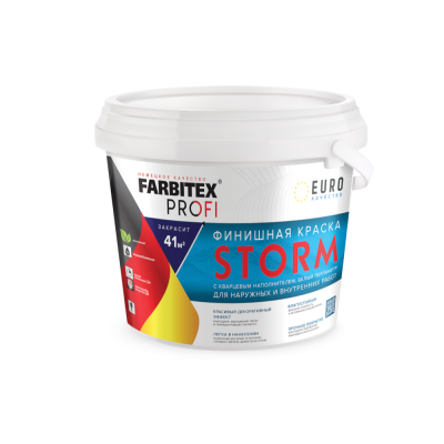 Краска финишная  с кварц.наполнителем белый перламутр storm (3л) FARBITEX PROFI