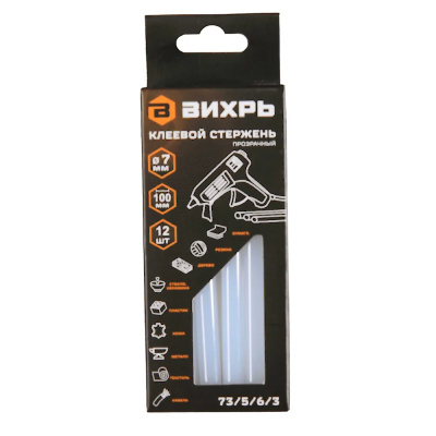 Стержень клеевой 7х100мм, 12шт. Вихрь 73/5/6/3