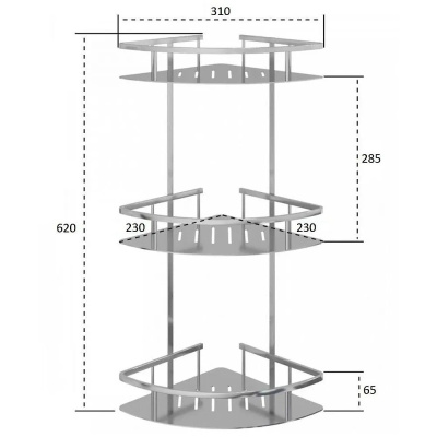 Полка для ванной комнаты трехъярусная угловая P380-3 