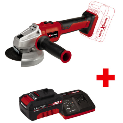 Набор Einhell: УШМ аккум. PXC AXXIO 18/125 Q, BL + 1 акк. PXC 4Ач 18В + ЗУ 3А