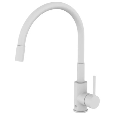 Смеситель для кухни 1-захв. Milardo Meal M01WT0FM05 гибк. излив, белый мат.