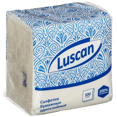 Салфетки бумажные Luscan 1сл24*24 белые 100шт/уп