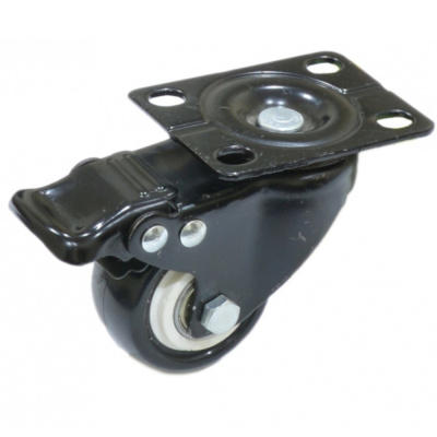 Колесо черн. рез.  поворот. с тормоз.(металл)  63мм