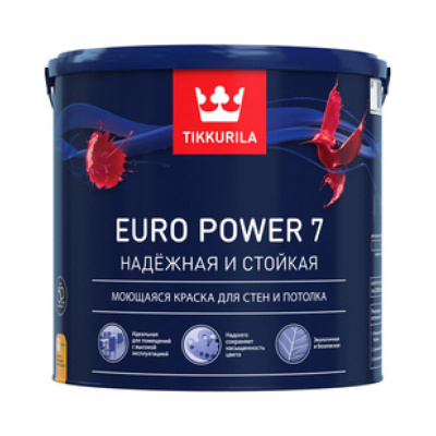 КРАСКА "EURO POWER-7"  БАЗА С  9 Л (1) МОЮЩАЯСЯ ДЛЯ СТЕН И ПОТОЛКОВ "ТИККУРИЛА"