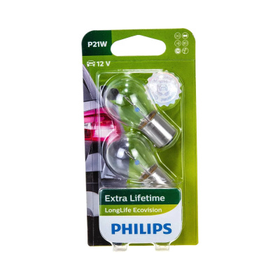 Лампа авт. 12V (увелич.срок службы) P21W 21W BA15s (2 шт., блистер) LongLife Philips
