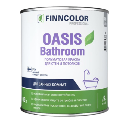 КРАСКА "OASIS BATHROOM"  0,9 Л (1/6) ДЛЯ ВЛАЖН. ПОМЕЩЕНИЙ "ТИККУРИЛА"
