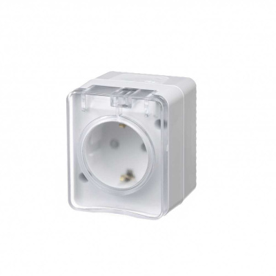 Розетка с заземлением со шторками IP54 16А 250B, БЕЛЫЙ, Россия