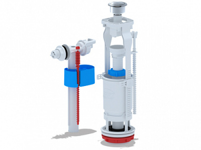 Набор арматуры с боковой подводкой 1/2" металлизир. кнопка  эконом 