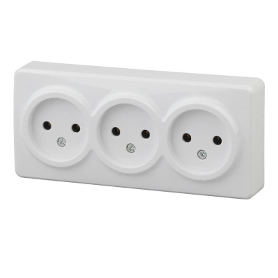 Розетка ЭРА 3х2P, 16A-250В, IP20, ОУ, Эра Эксперт, белый, 11-2207-01 (1/8) 