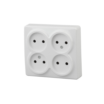 Розетка ЭРА 4х2P, 16A-250В, IP20, ОУ, Эра Эксперт, белый, 11-2210-01 (1/12) 