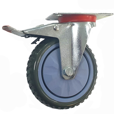 Колесо промышлен. ЛИТОЕ поворот.  125мм с тормозом										