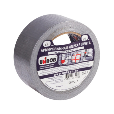 Лента клейкая армиров 48мм*25м серая (36) "UNIBOB"