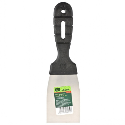 Шпательная лопатка из нержавеющей стали, 60 мм, пластмассовая ручка // СИБРТЕХ