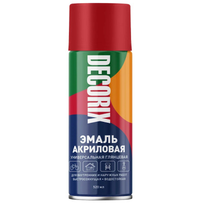 Эмаль аэрозольная универсальная DECORIX, 520 мл, огненно-красный
