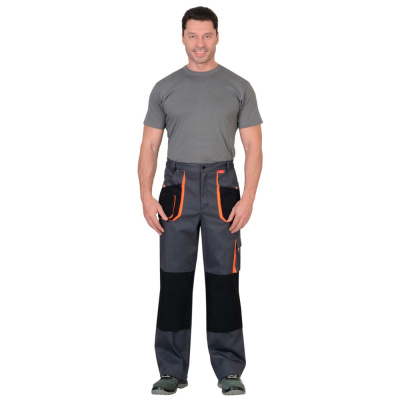 Брюки "СИРИУС-МАНХЕТТЕН" т.серые с оранжевым и черным р. 120-124/170-176