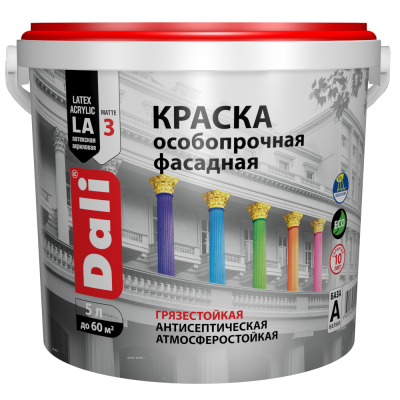 КРАСКА "DALI" ФАСАДНАЯ ОСОБОПРОЧНАЯ БАЗА А 2,5Л "РОГНЕДА"