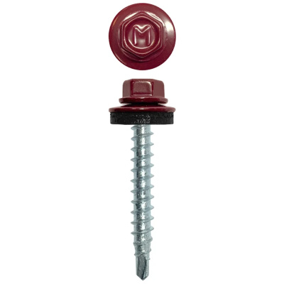 Саморез кровельный Daxmer 4,8х50 RAL 3005 сверло №1 (150 шт)