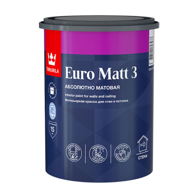 КРАСКА "EURO MATT-3" БАЗА С  0,9 Л (1/6) ИНТЕРЬЕРНАЯ "ТИККУРИЛА"