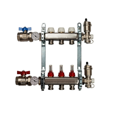 Группа коллекторная с КРАНАМИ из нерж. стали 1" х 3/4",с расход-ми 2 выхода (5/1) VR113-02