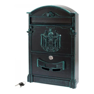 Ящик почтовый АЛЛЮР №4011В "Герб" зеленая патина (5)