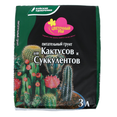 Грунт для кактусов и суккулентов 3л Цветочный рай 6/504 БХЗ