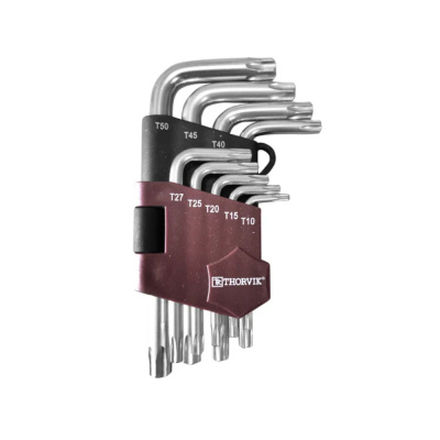 Набор ключей торцевых T-TORX® коротких с центрированным штифтом, Т10H-T50H, 9 предметов TTKS9S